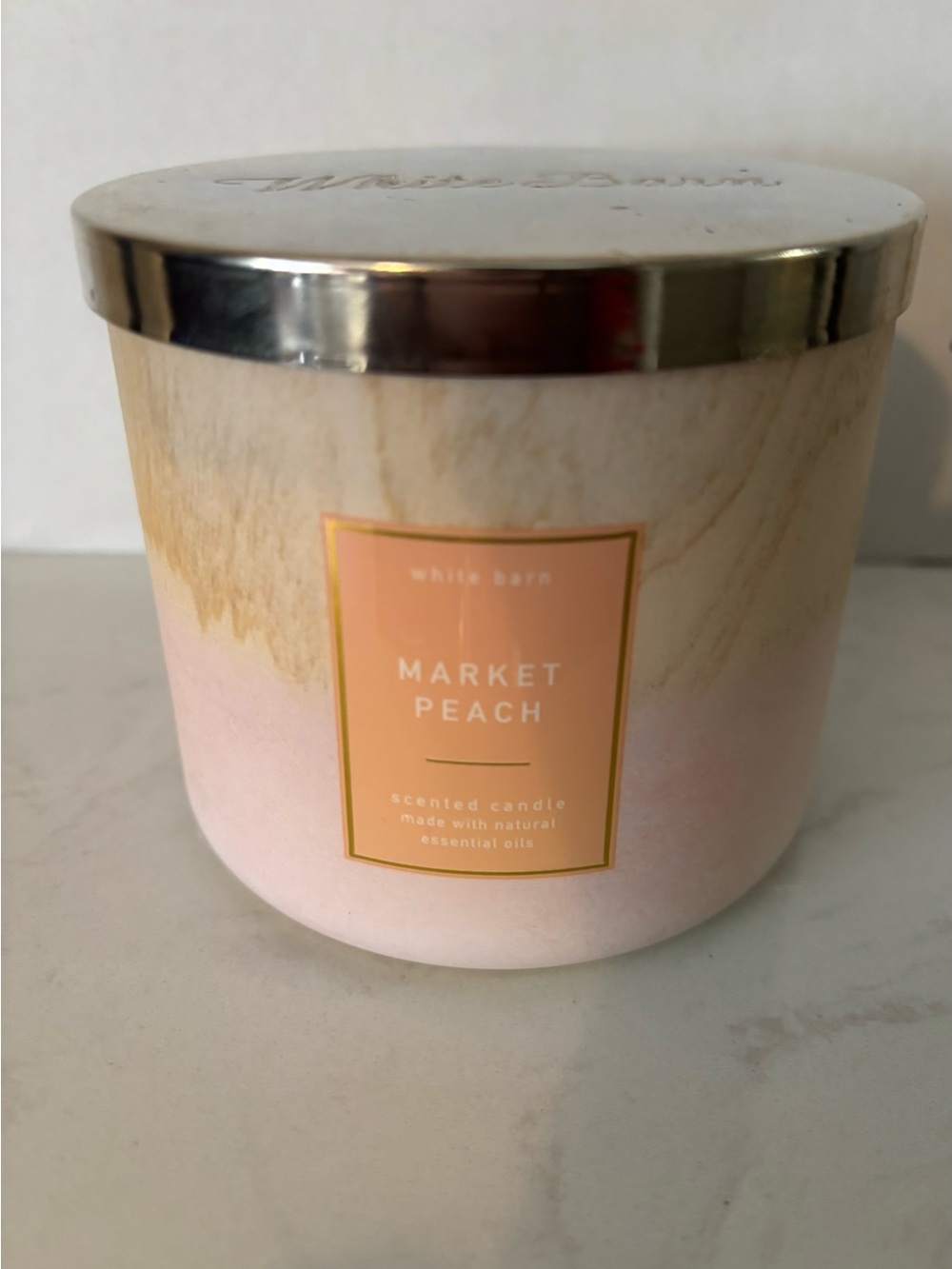 White Barn Market Peach Scented Candle - Peach & Silver